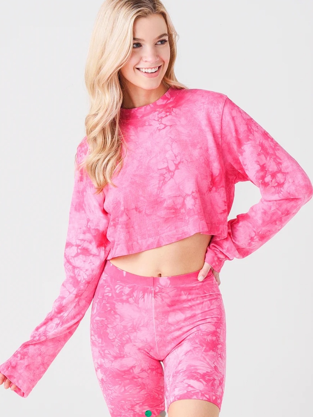 Cotton Citizen Tokyo Pink Tie-Dye Cropped Crewneck Sweatshirt